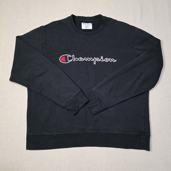 Champion Sweatshirt Adult XLarge Pullover Black Long Sleeve Crew Neck Athletic - Picture 1 of 7